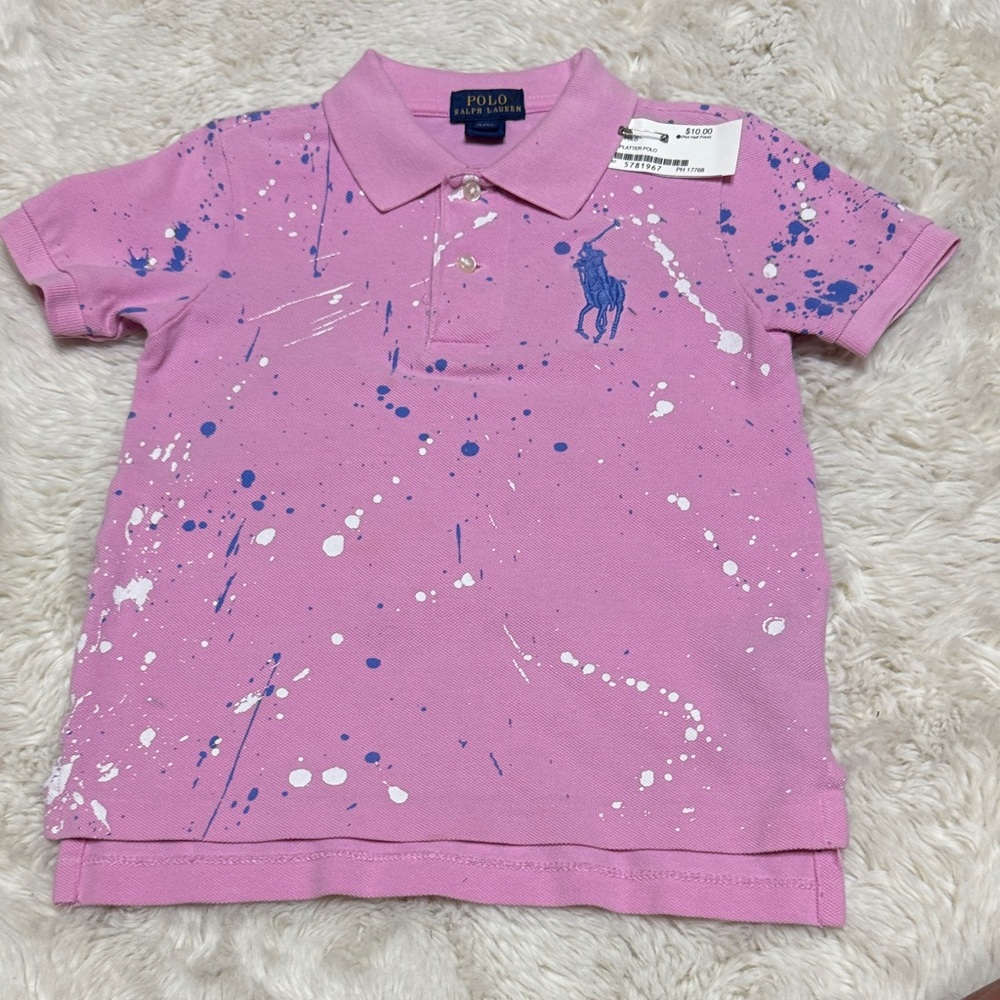 Polo by Ralph Lauren Kids Polo Shirt in Pink with Blue Accents